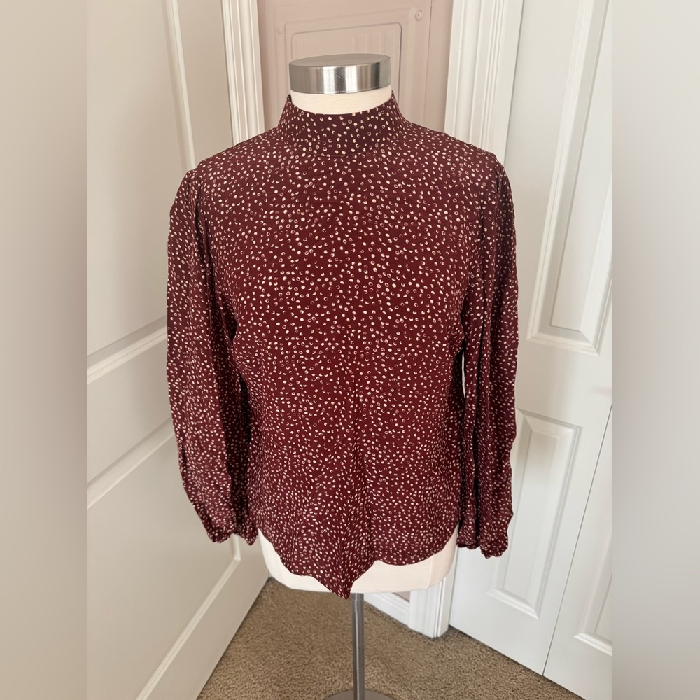 THE KOOPLES Women's Burgundy Polka Dot Blouse